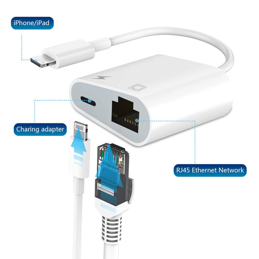 2 in 1 Ethernet Adapter with Lightning Charging